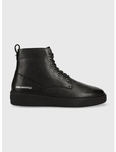 Usnjeni čevlji Karl Lagerfeld FLINT moški, črna barva, KL53350
