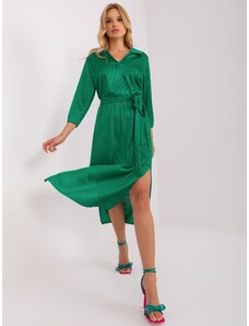 Fashionhunters Green cocktail dress with belt for tying