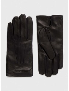 Usnjene rokavice Emporio Armani moški, črna barva