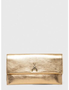 Usnjena večerna torbica Patrizia Pepe zlata barva