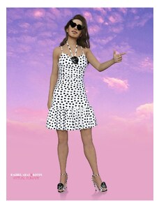 Koton Rachel Araz X - Mini obleka Polka Dot Dress Draped cvetlični detajl