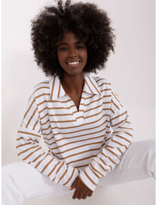Fashionhunters White and brown oversized cotton blouse