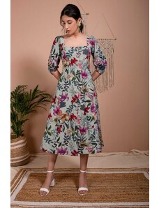 Aroop Floral Button-down Midi Dress - Lush Green