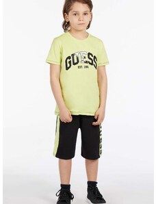 Otroška kratka majica Guess zelena barva