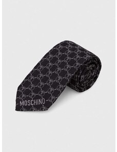 Svilena kravata Moschino črna barva