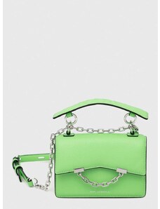 Usnjena torbica Karl Lagerfeld zelena barva