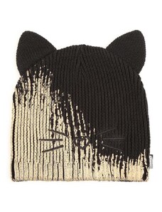 Otroška bombažna kapa Karl Lagerfeld črna barva