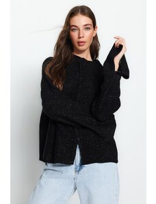 Trendyol Black Super Wide Fit bleščeči pulover za pletenine