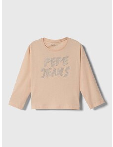 Otroška bombažna majica z dolgimi rokavi Pepe Jeans roza barva