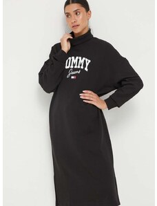 Bombažna obleka Tommy Jeans črna barva