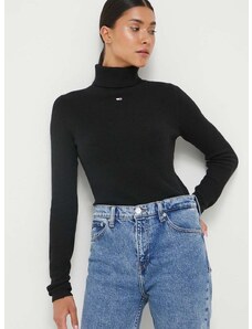 Pulover Tommy Jeans ženski, črna barva