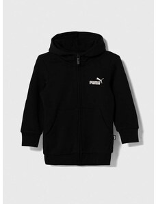 Otroški pulover Puma ESS Small Logo Full-Zip Hoodie TR G črna barva, s kapuco