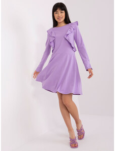 Fashionhunters Light purple knee-length cotton dress