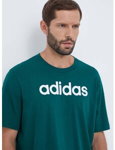 Bombažna kratka majica adidas zelena barva