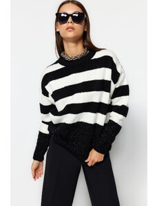 Trendyol Black Wide fit Shimmer Podroben šopek pletenine pulover