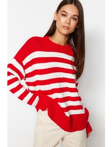 Trendyol rdeči črtasti pulover za pletenine