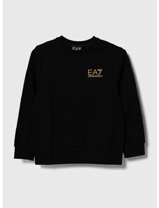 Otroški bombažen pulover EA7 Emporio Armani črna barva