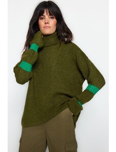Trendyol Khaki mehki teksturirani pulover za pletenine