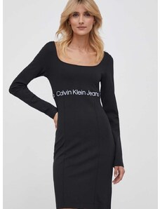 Obleka Calvin Klein Jeans črna barva