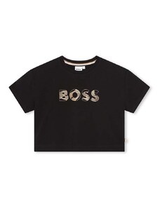 Otroška kratka majica BOSS črna barva