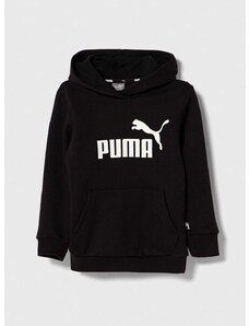 Otroški pulover Puma ESS Logo Hoodie FL G črna barva, s kapuco