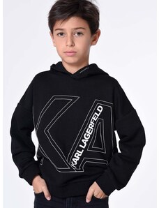 Otroški pulover Karl Lagerfeld črna barva, s kapuco