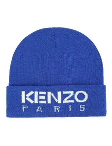 Otroška kapa s primesjo volne Kenzo Kids mornarsko modra barva