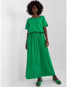 Fashionhunters Green casual basic dress with tie