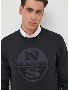 Bombažen pulover North Sails moška, črna barva