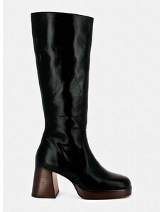 Usnjeni elegantni škornji Jonak BETINA CUIR VIEILLI ženski, črna barva, 6001328