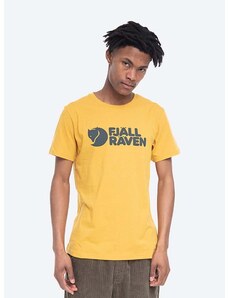 Bombažna kratka majica Fjallraven Logo rumena barva
