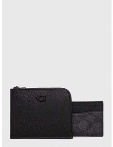 Usnjena denarnica in etui za kartice Coach črna barva