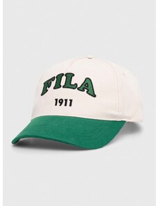 Bombažna bejzbolska kapa Fila zelena barva