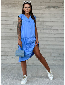 Fashionhunters Blue cotton dress with ruffles MAYFLIES