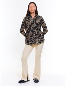 GATE Ženska bluza iz viskoze z geometrijskim potiskom in dolgimi rokavi
