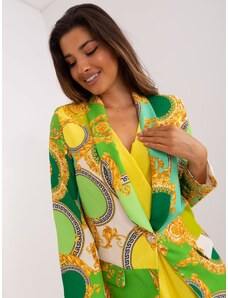 Fashionhunters Lady's green-yellow patterned jacket