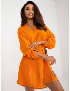 Fashionhunters OCH BELLA cotton casual dress in orange