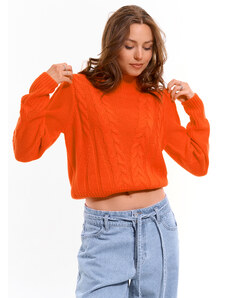GATE Ženski pulover s pletenim vzorcem in dolgimi rokavi