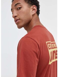 Bombažna kratka majica Converse rdeča barva