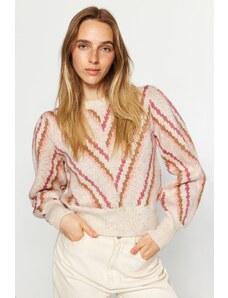 Trendyol Ecru mehki teksturirani pulover za pletenine