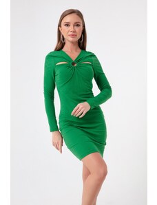 Lafaba ženska zelena mini pletena obleka