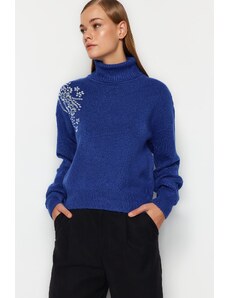 Trendyol Sax Stone podroben pulover za pletenine Turtleneck
