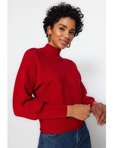 Trendyol burgundski mehki teksturirani pulover za pletenine