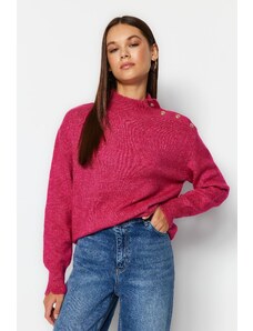 Trendyol mehak teksturiran pulover za pletenine Fuchsia Stand-Up