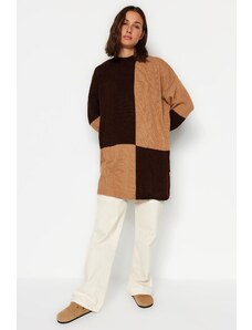 Trendyol Camel Brown Color Block pulover za pletenine
