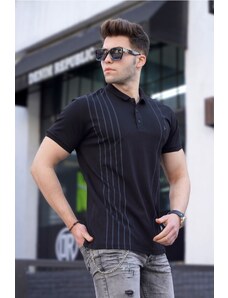 Madmext Men's Polo Neck Black T-Shirt 5822