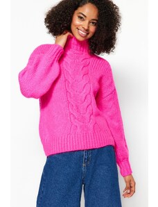Trendyol Pink pleteni podroben pulover za pletenine