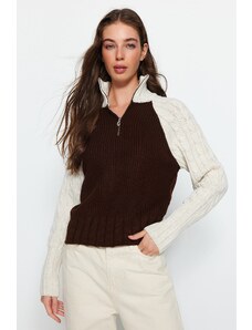 Trendyol Stone Color Block stoječi ovratnik pletenine pulover