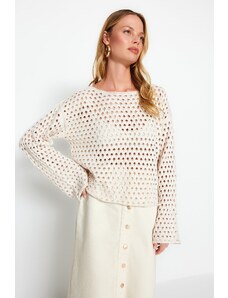 Trendyol Stone Thin Openwork/Perforated Knitwear Sweater