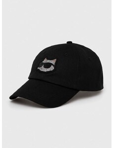 Bombažna bejzbolska kapa Karl Lagerfeld črna barva